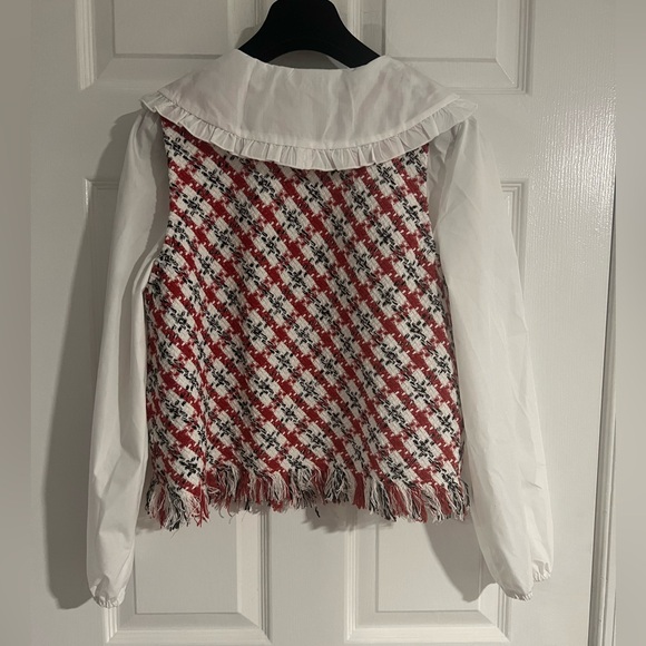 NWT Anthropologie x Mare Mare Layered Collar Sweater Vest Set White Red Size XS - Picture 12 of 16